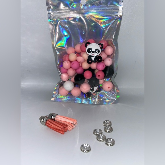 Panda Bead Set for crafting - Black, White, Pink - Picture 4 of 6